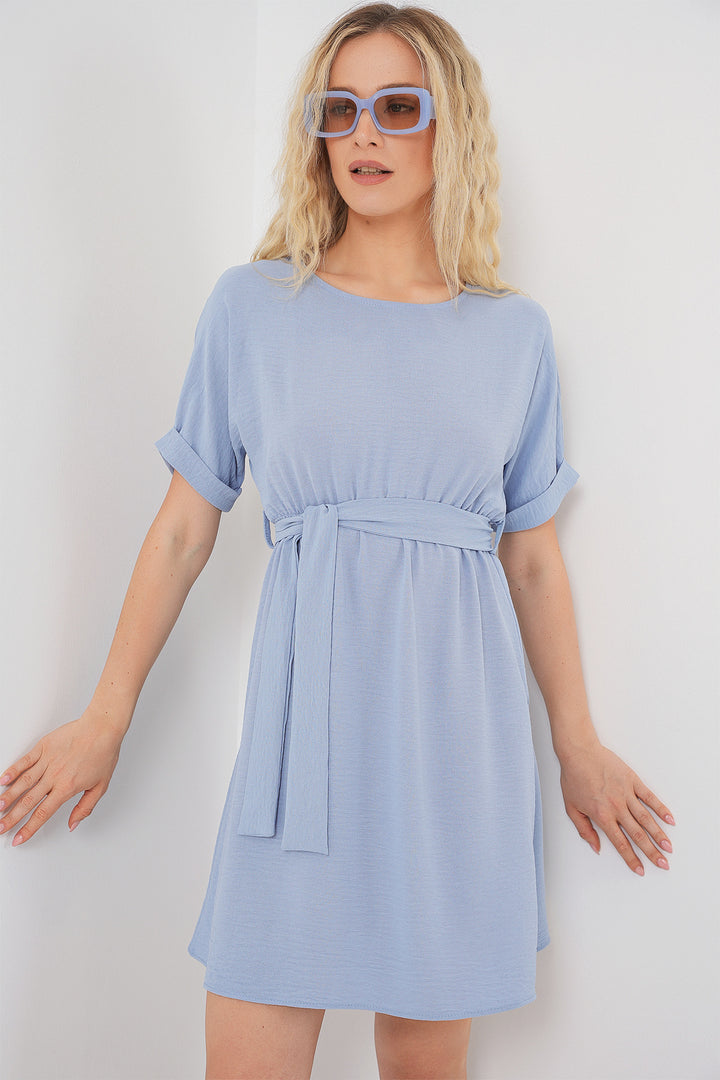 BGD Women Women's Short Sleeve Mini Dress 2572 - Blue - Plantation