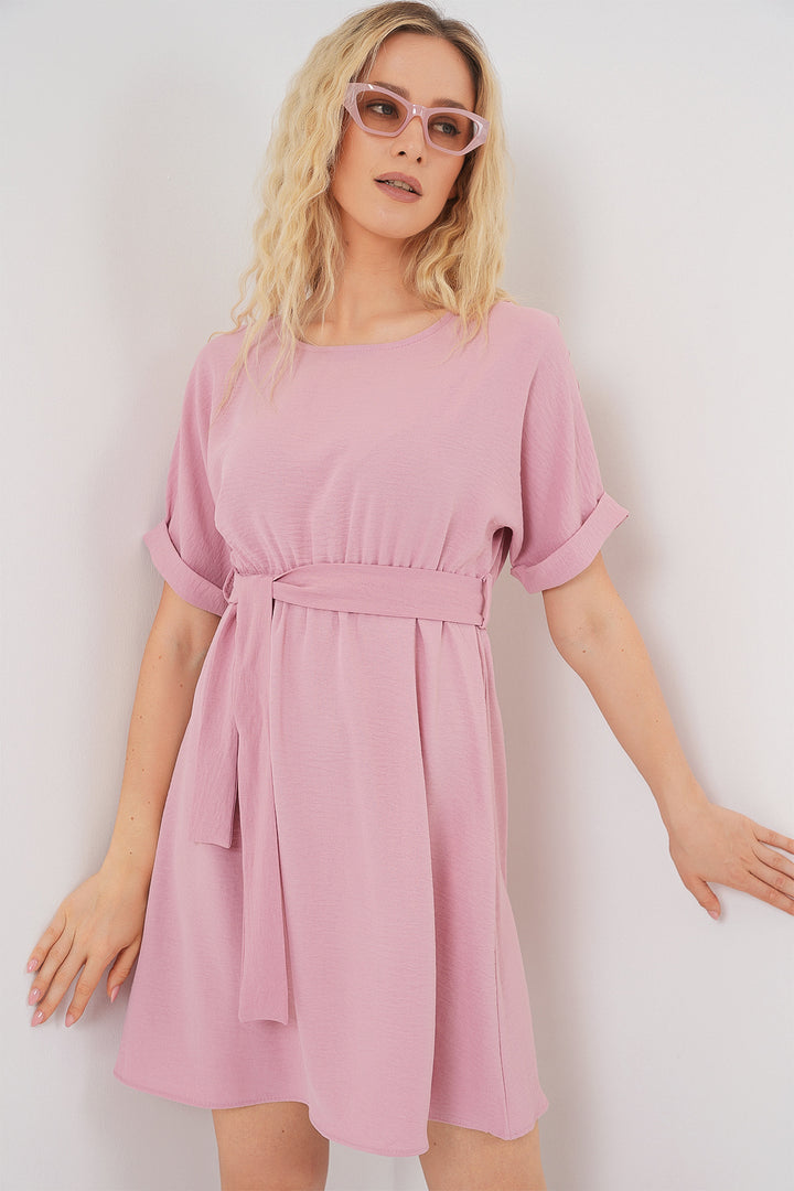 BGD Women Woman Short Sleeve Mini Ayrobin Dress 2572 - Powder - Palo Alto