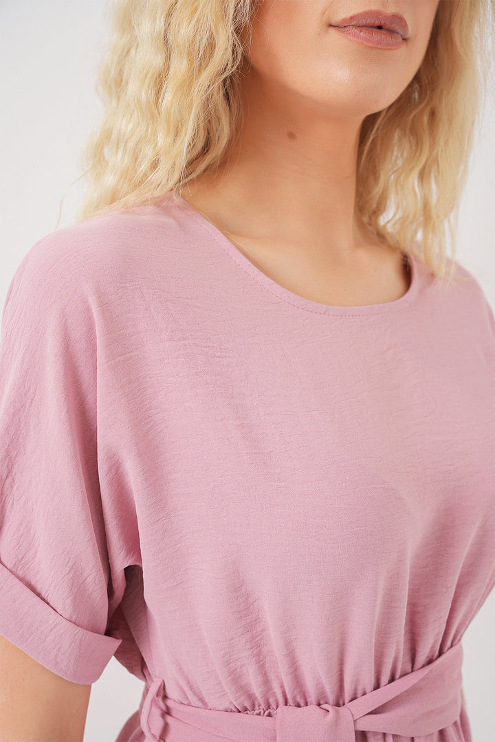 BGD Women Woman Short Sleeve Mini Ayrobin Dress 2572 - Powder - Palo Alto