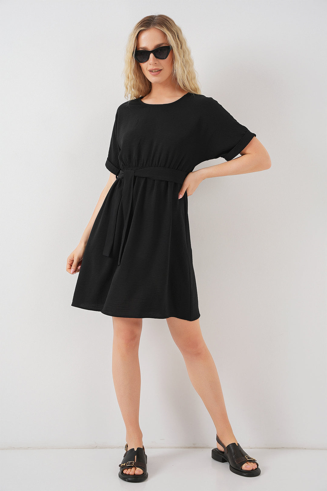 BGD Women Women's Short Sleeve Mini Dress 2572 - Black - Halberstadt