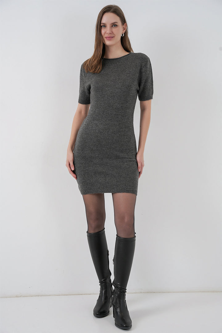 BGD Women Women's Short Sleeve Knit Dress 15950 - Anthracite - San Luis