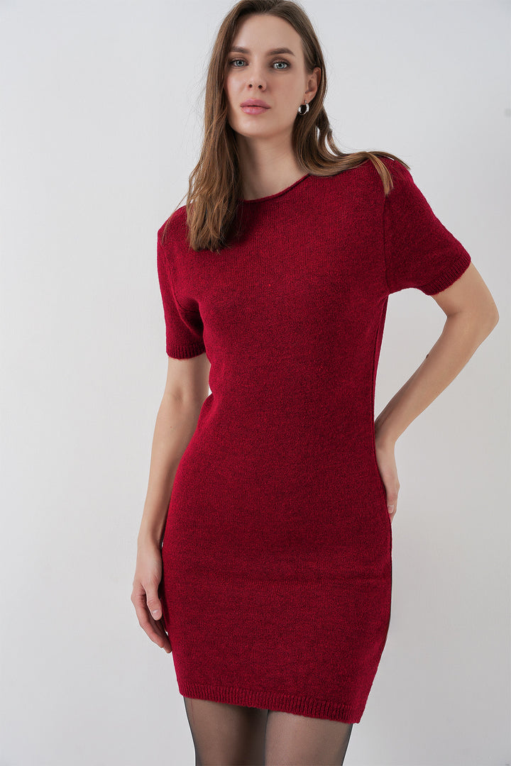 BGD Women Women's Short Sleeve Knit Dress 15950 - Burgundy - Nancy