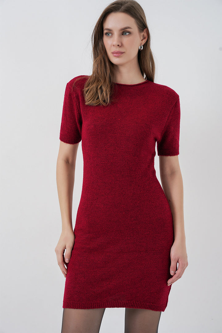 BGD Women Women's Short Sleeve Knit Dress 15950 - Burgundy - Nancy