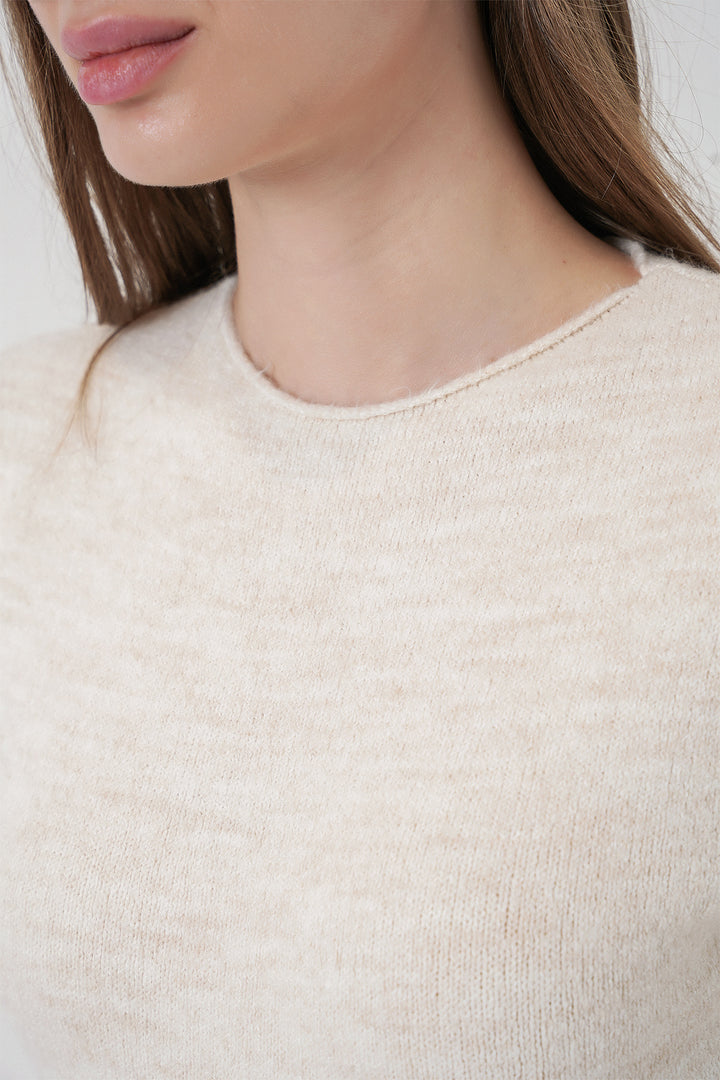 BGD Women Kadın Kısa Kol Triko Elbise 15950 - Krem - Brooklyn Park