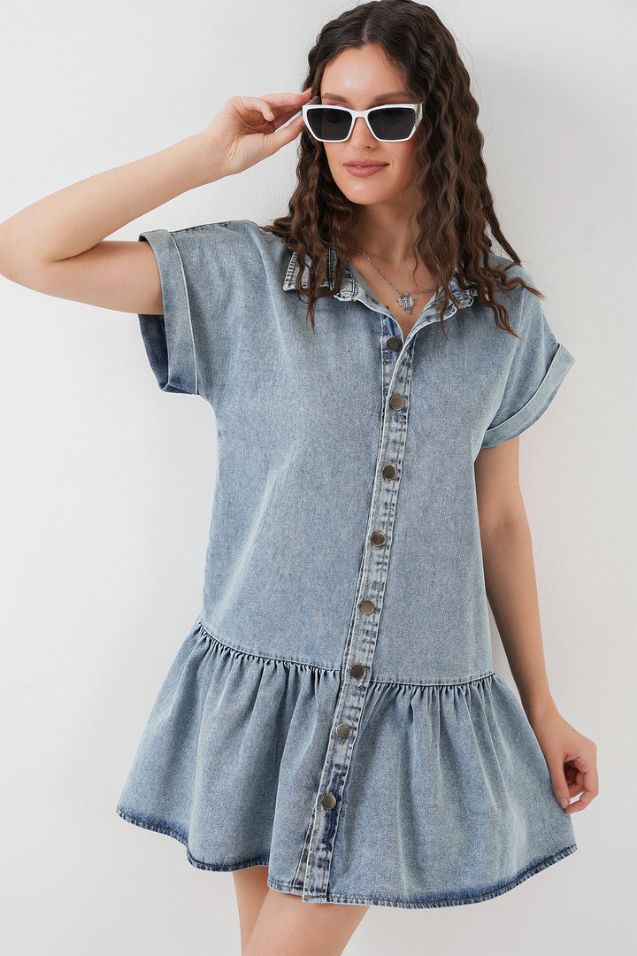 BGD Women Woman Short Denim Dress 2530 - Blue - Schwäbisch Gmünd