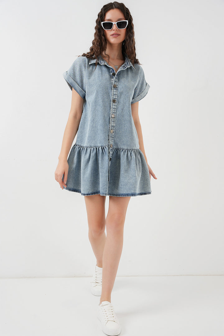 BGD Women Woman Short Denim Dress 2530 - Blue - Schwäbisch Gmünd