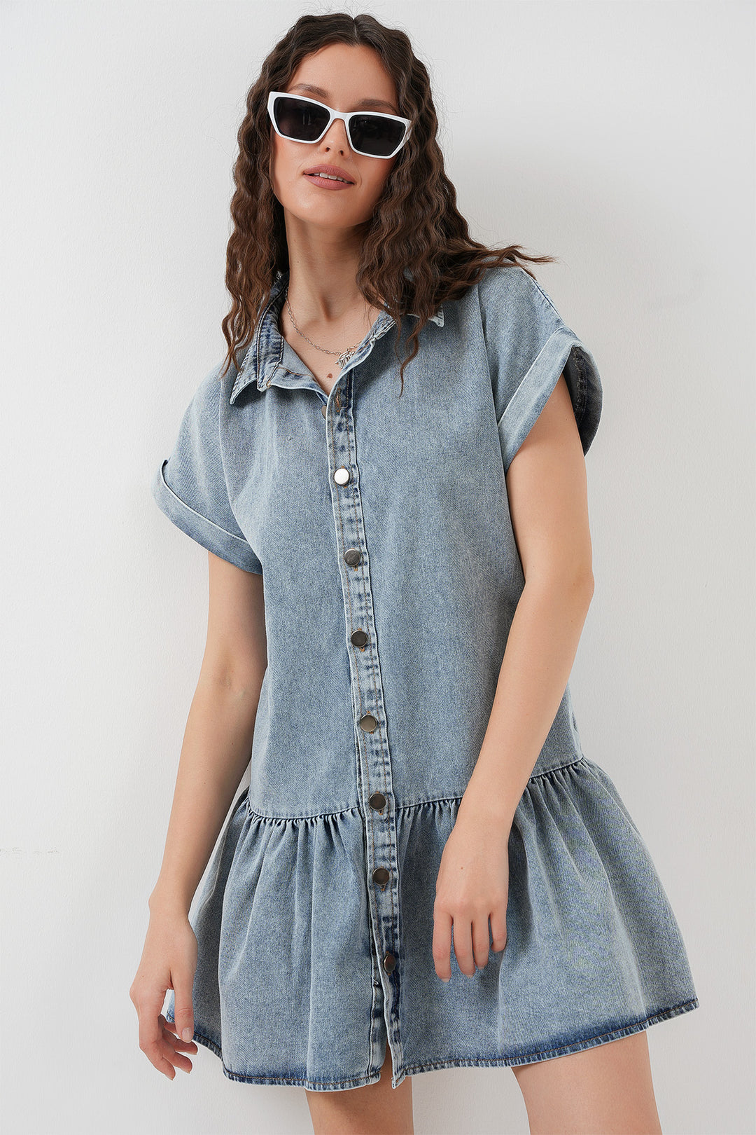 BGD Women Woman Short Denim Dress 2530 - Blue - Schwäbisch Gmünd