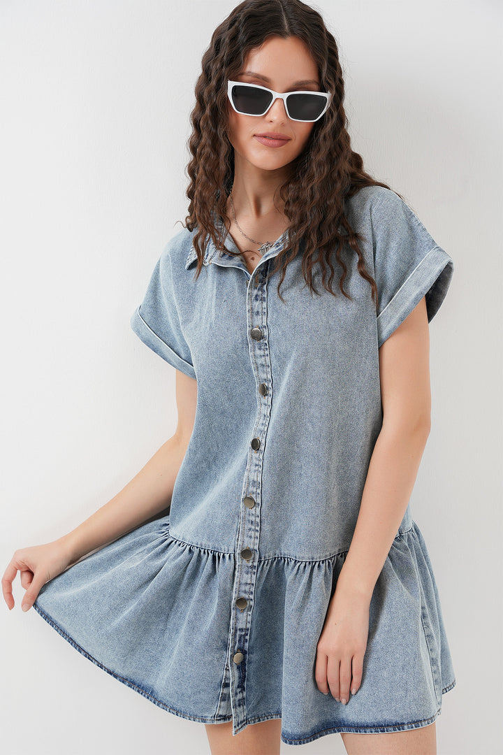 BGD Women Woman Short Denim Dress 2530 - Blue - Schwäbisch Gmünd
