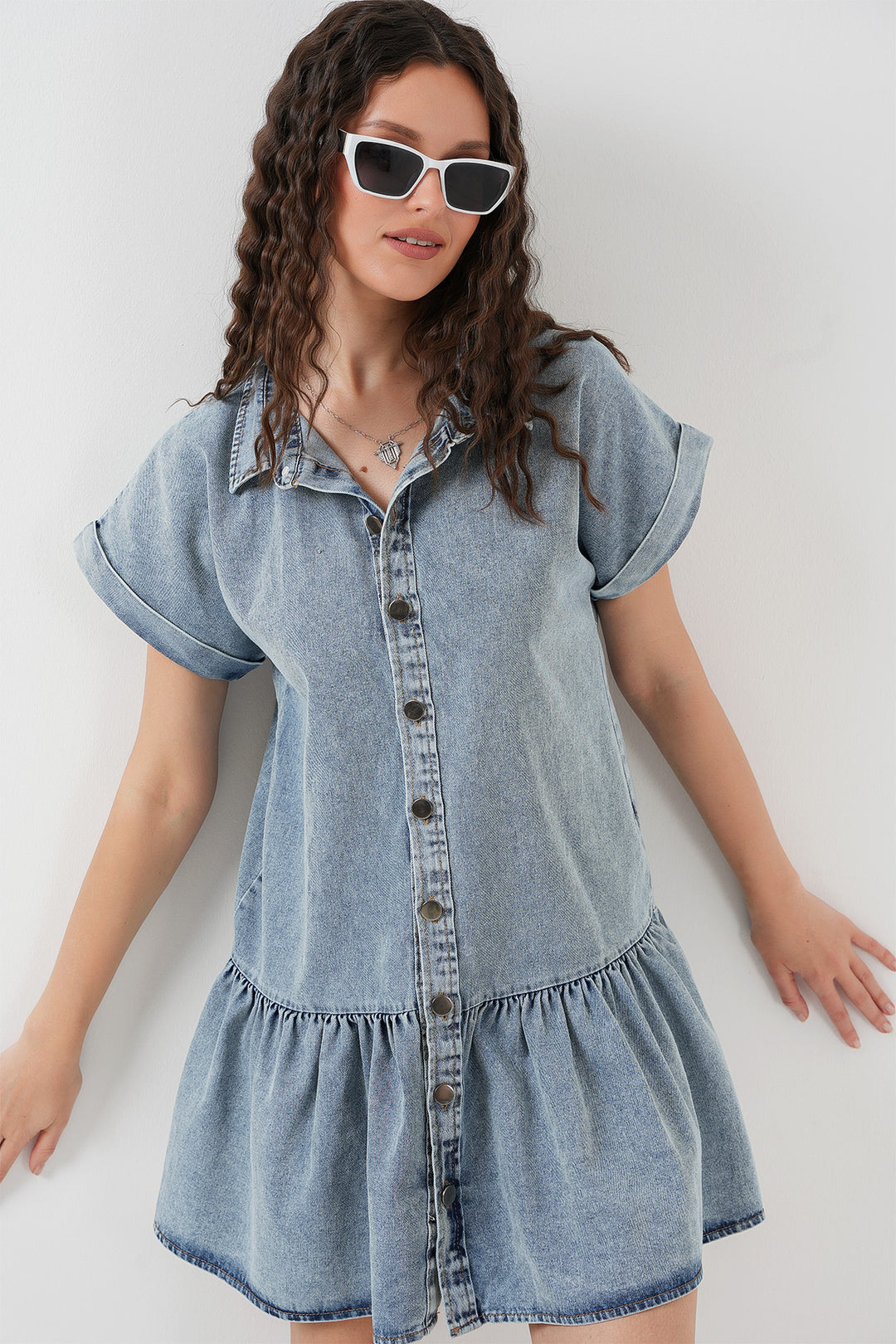 BGD Women Woman Short Denim Dress 2530 - Blue - Schwäbisch Gmünd