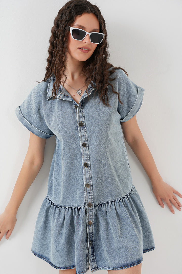 BGD Women Woman Short Denim Dress 2530 - Blue - Schwäbisch Gmünd