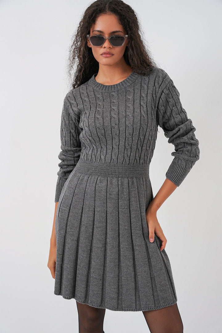 BGD Women Woman Short Knit Dress 15943 - Anthracite - Basildon