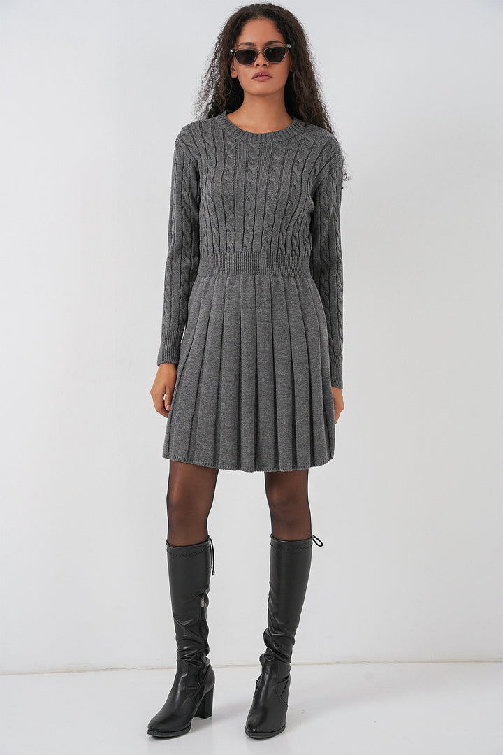 BGD Women Woman Short Knit Dress 15943 - Anthracite - Basildon