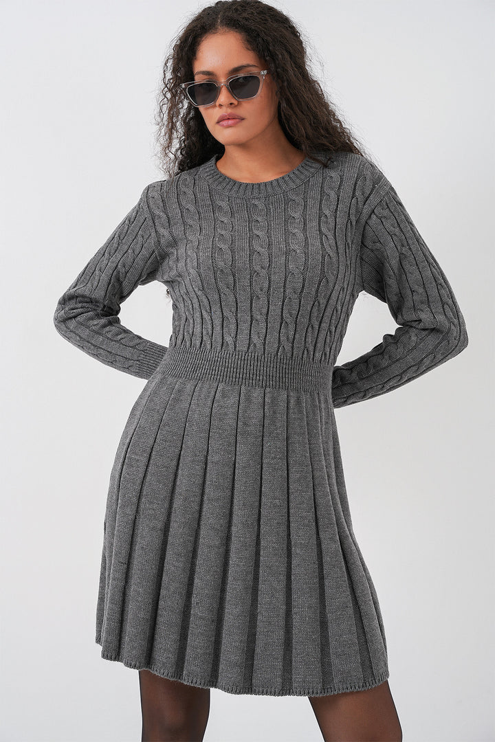 BGD Women Woman Short Knit Dress 15943 - Anthracite - Basildon