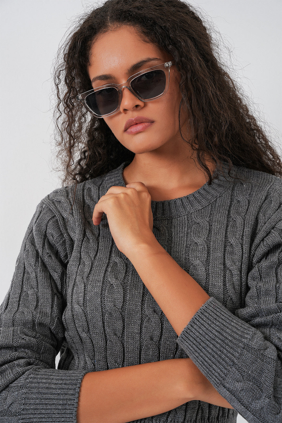 BGD Women Woman Short Knit Dress 15943 - Anthracite - Basildon