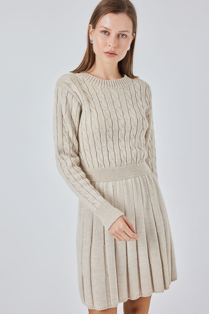 BGD Women Woman Short Knit Dress 15943 - Beige - Hemel Hempstead