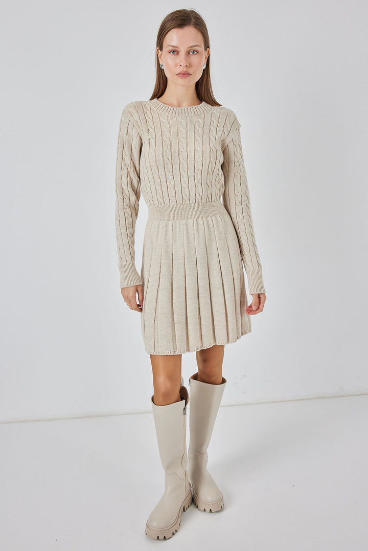 BGD Women Woman Short Knit Dress 15943 - Beige - Hemel Hempstead