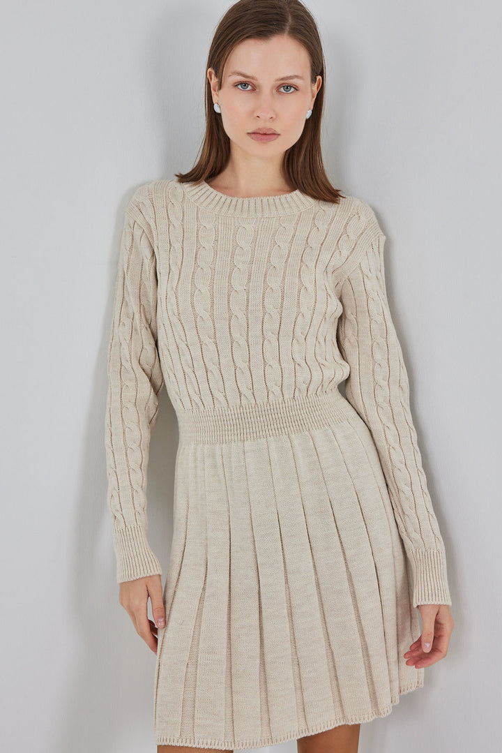 BGD Women Woman Short Knit Dress 15943 - Beige - Hemel Hempstead