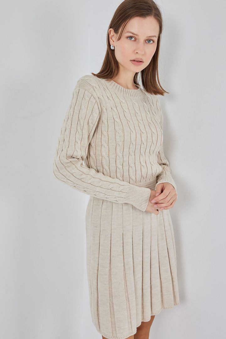 BGD Women Woman Short Knit Dress 15943 - Beige - Hemel Hempstead