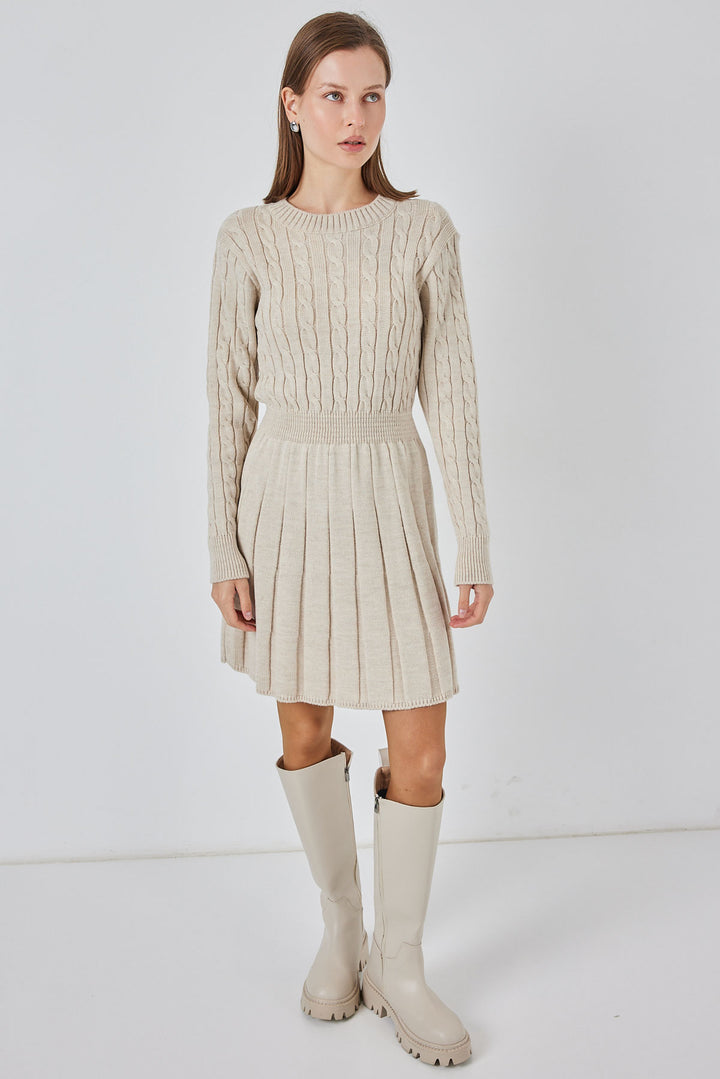 BGD Women Woman Short Knit Dress 15943 - Beige - Hemel Hempstead