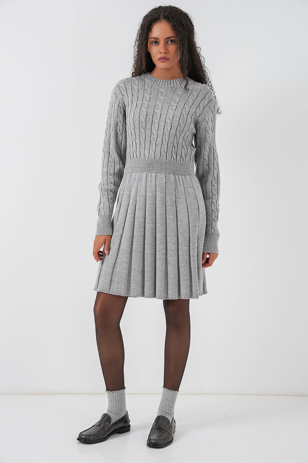 BGD Women Woman Short Knit Dress 15943 - Gray - Delta