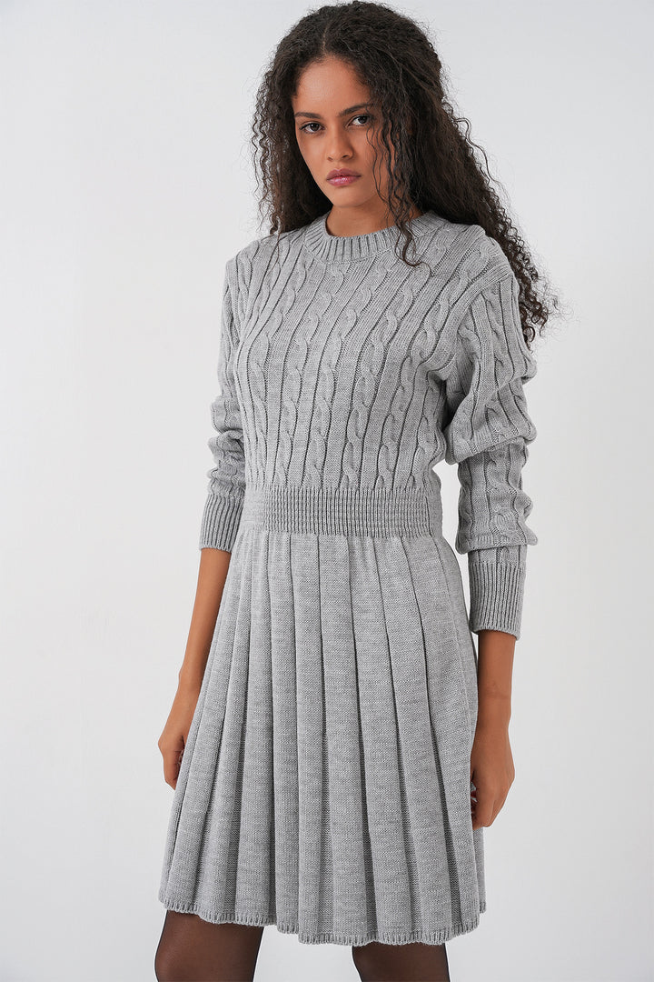 BGD Women Woman Short Knit Dress 15943 - Gray - Delta