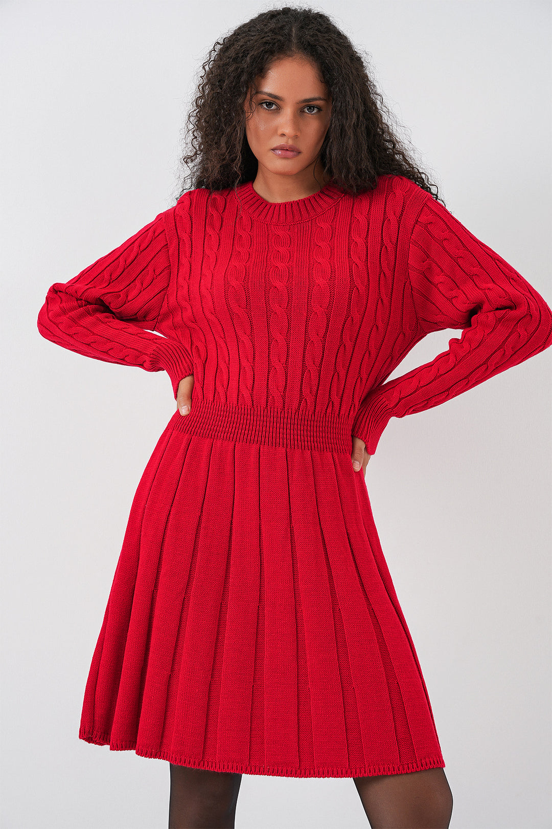 BGD Women Woman Short Knit Dress 15943 - Red - Modugno