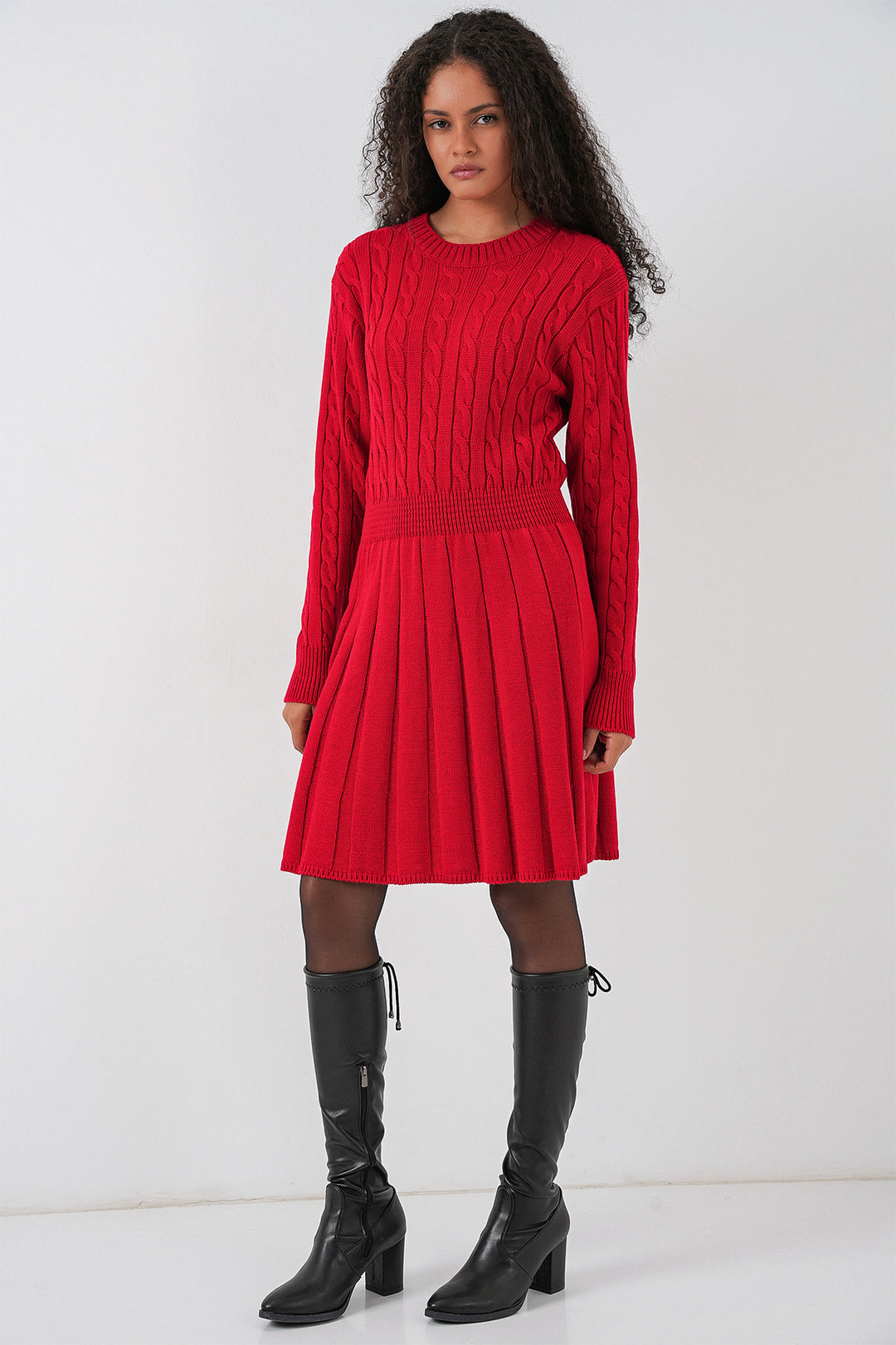 BGD Women Woman Short Knit Dress 15943 - Red - Modugno