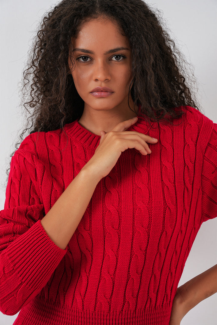 BGD Women Woman Short Knit Dress 15943 - Red - Modugno