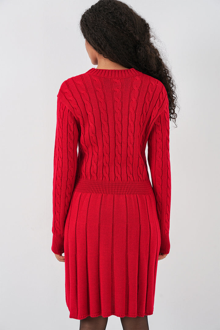 BGD Women Woman Short Knit Dress 15943 - Red - Modugno