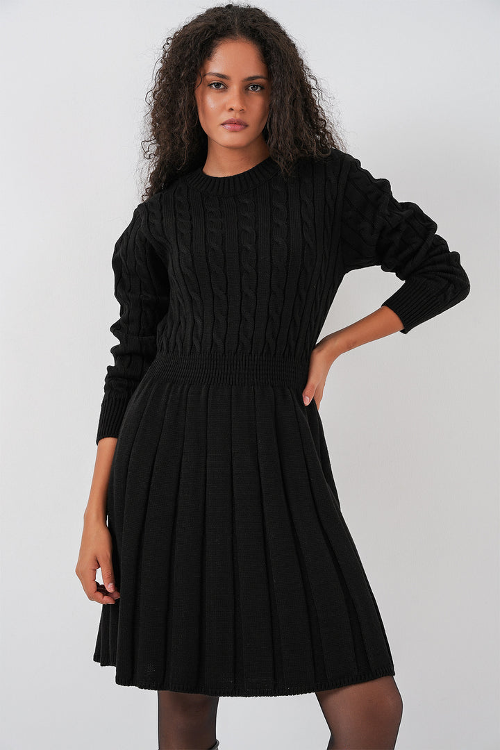 BGD Women Woman Short Knit Dress 15943 - Black - Monroe