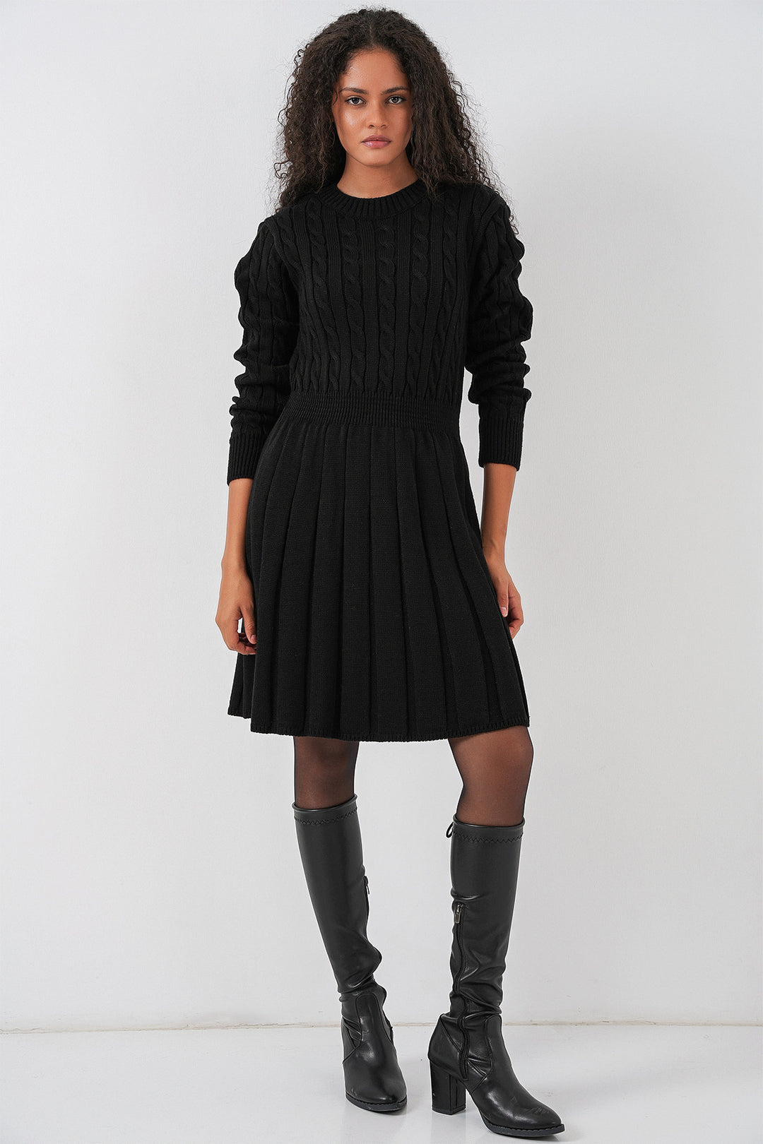 BGD Women Woman Short Knit Dress 15943 - Black - Monroe