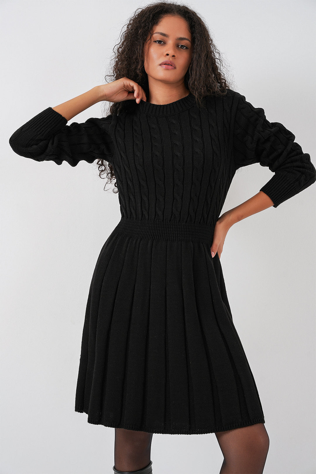 BGD Women Woman Short Knit Dress 15943 - Black - Monroe