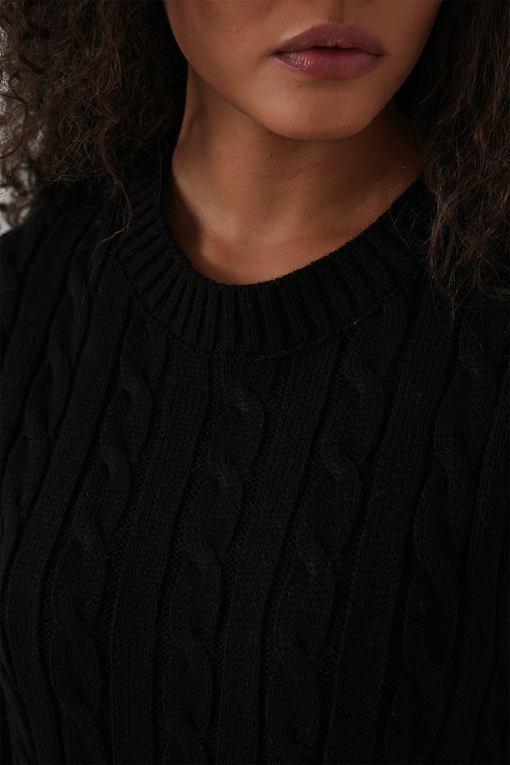 BGD Women Woman Short Knit Dress 15943 - Black - Monroe