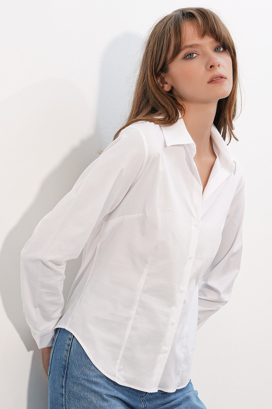 BGD Women Kadın Klasik Yaka Basic Gömlek 20398 - Beyaz - Florissant