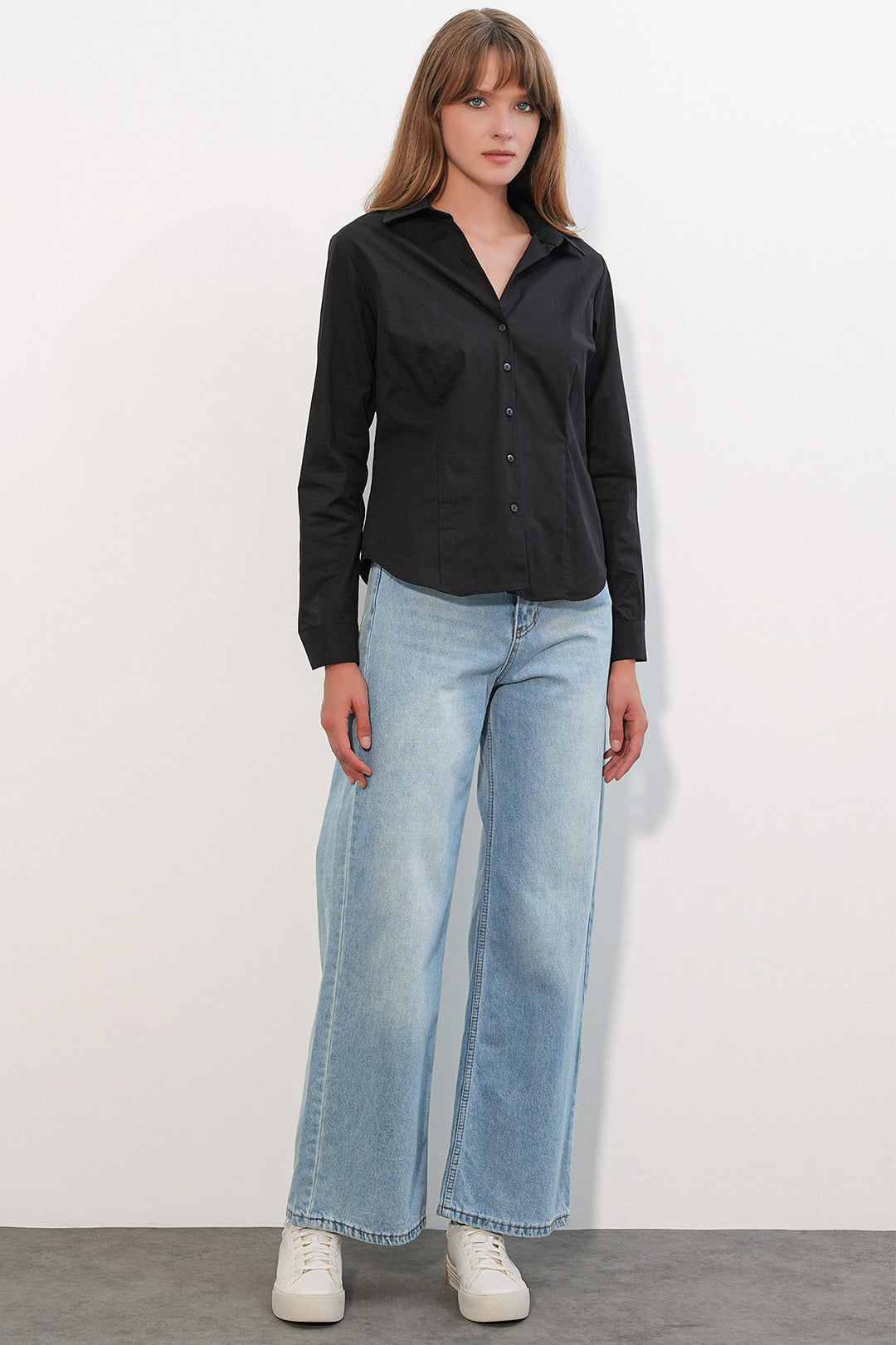 BGD Women Kadın Klasik Yaka Basic Gömlek 20398 - Siyah - Skelmersdale