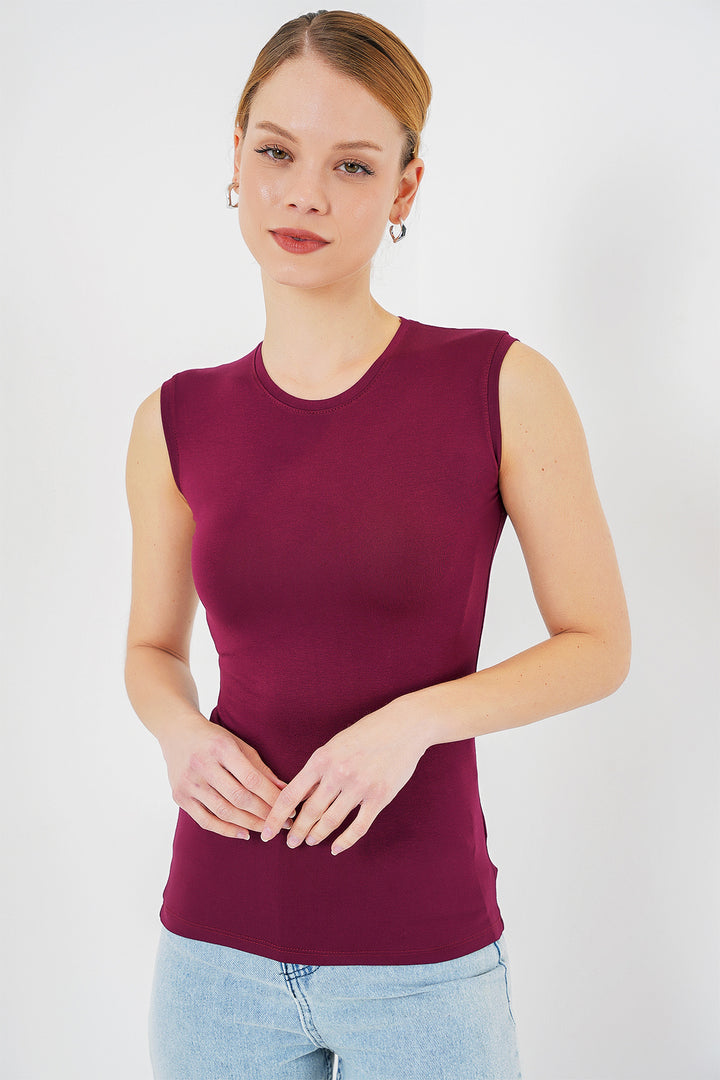 BGD Women Women's Sleeveless Bodysuit 4347 - Burgundy - Columbia