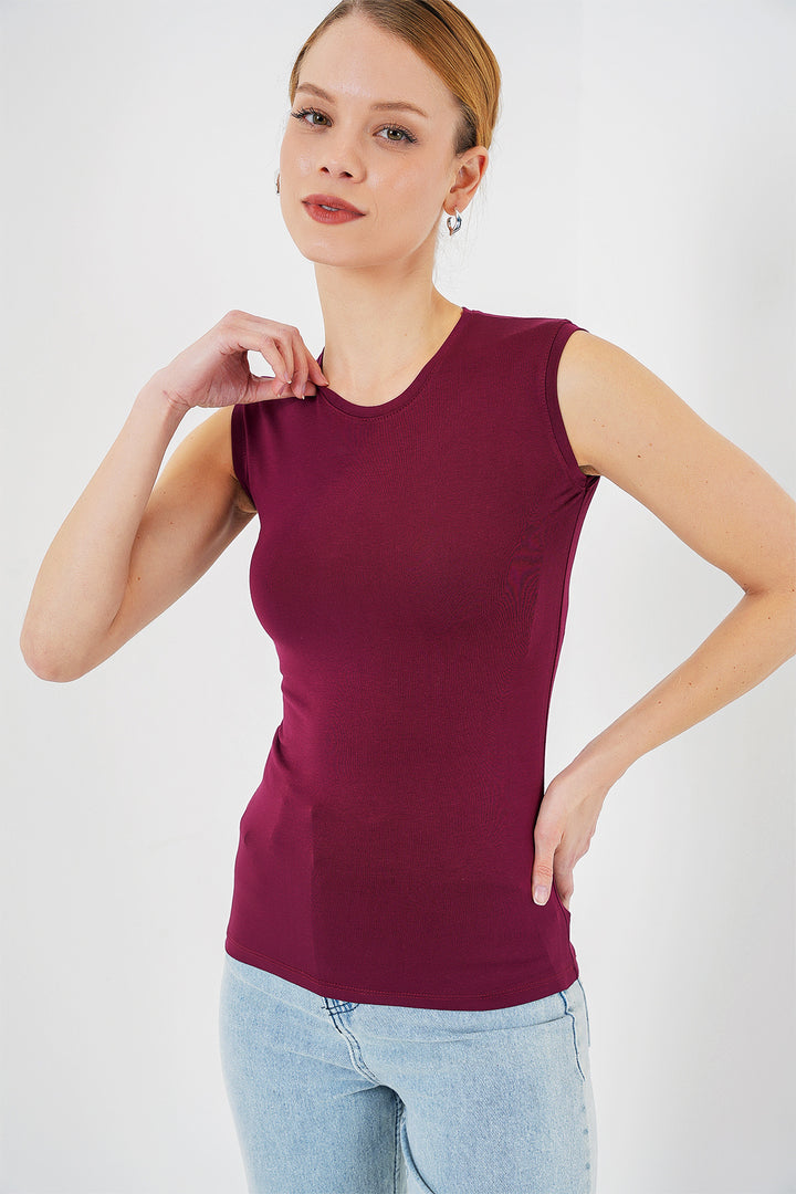 BGD Women Women's Sleeveless Bodysuit 4347 - Burgundy - Columbia
