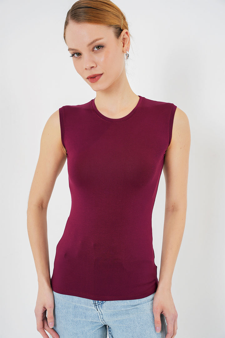 BGD Women Women's Sleeveless Bodysuit 4347 - Burgundy - Columbia