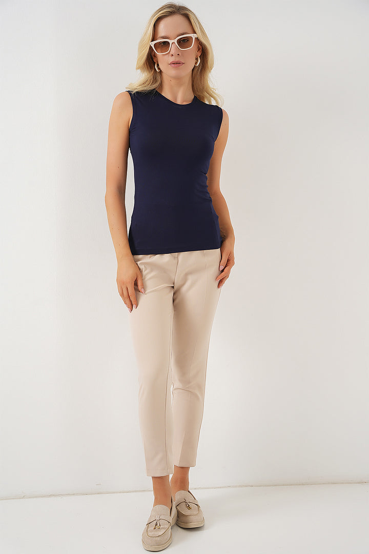 BGD Women Women's Sleeveless Bodysuit 4347 - Navy Blue - Poway