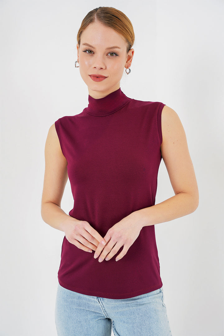 BGD Women Woman Sleeveless Bodysuit 4348 - Burgundy - Utica