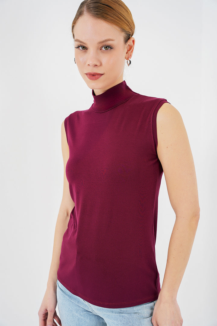 BGD Women Woman Sleeveless Bodysuit 4348 - Burgundy - Utica