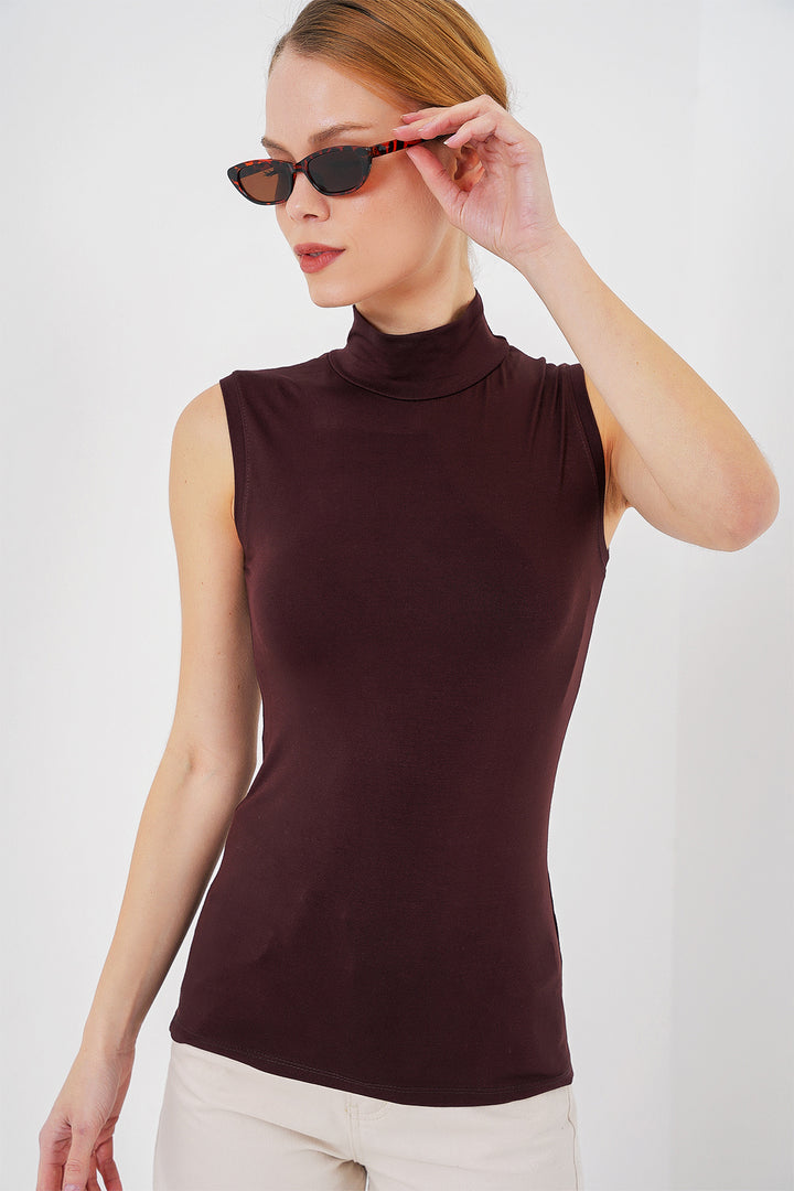 BGD Women Women's Sleeveless Bodysuit 4348 - Brown - Kostiantynivka