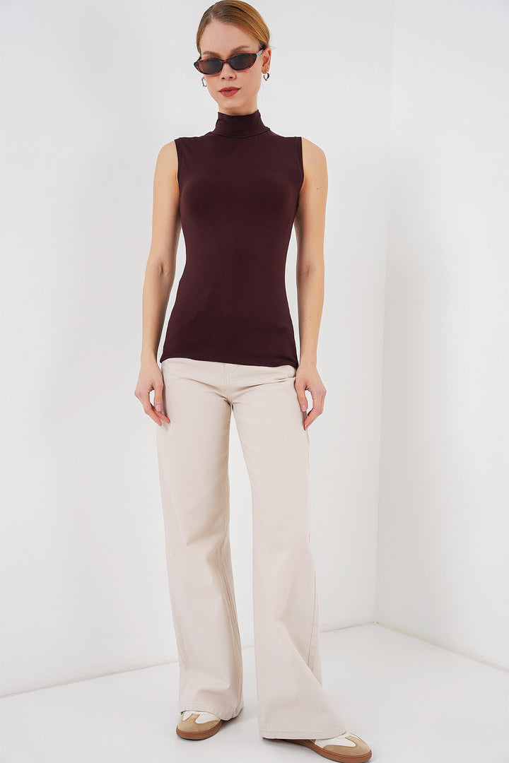 BGD Women Women's Sleeveless Bodysuit 4348 - Brown - Kostiantynivka