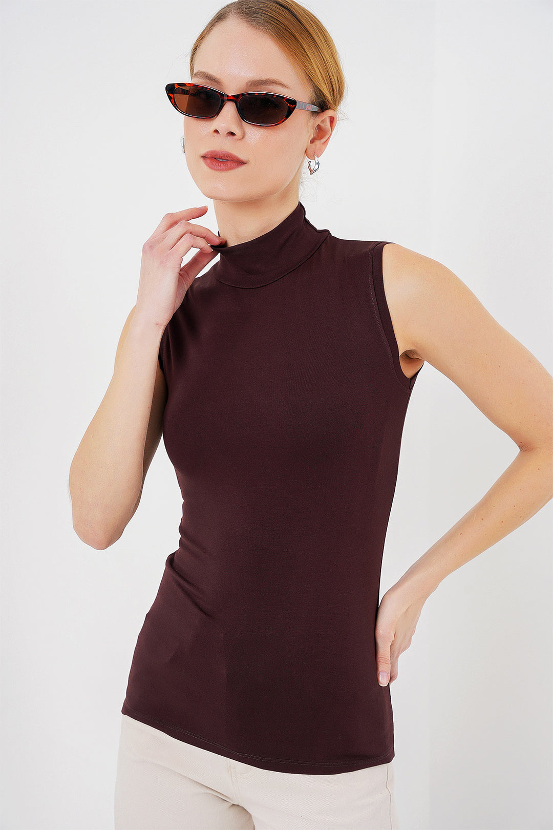 BGD Women Women's Sleeveless Bodysuit 4348 - Brown - Kostiantynivka