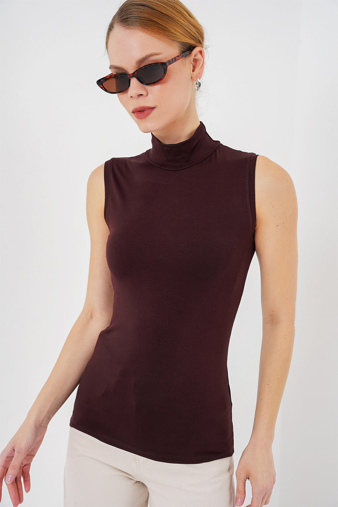 BGD Women Women's Sleeveless Bodysuit 4348 - Brown - Kostiantynivka