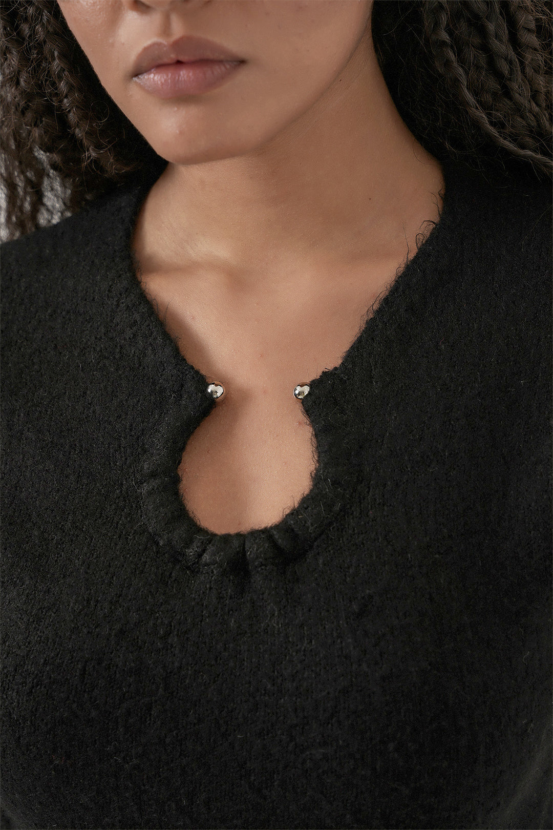 BGD Women Woman Necklace Detailed Knit Dress 15989 - Black - Milton