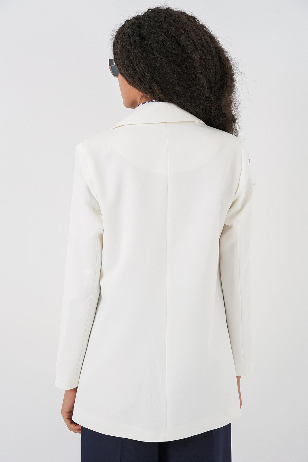 BGD Women Women's Wrap Neck Blazer Jacket 0722 - White - Beaumont