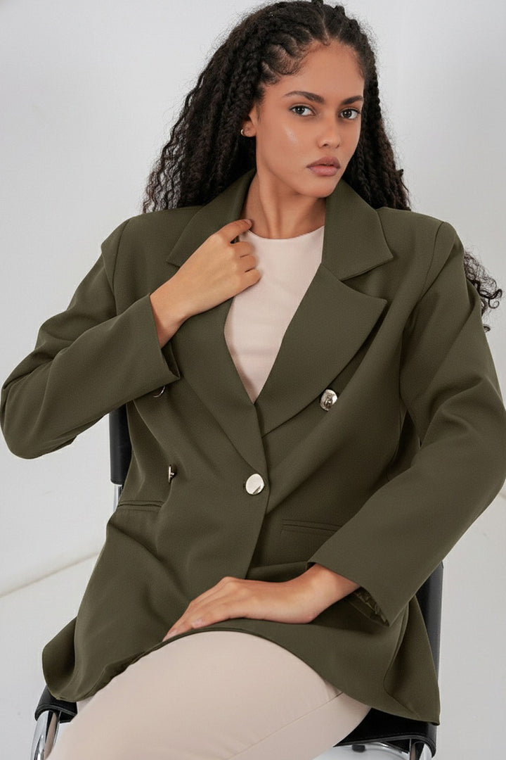 BGD Women Kadın Kruvaze Yaka Blazer Ceket 0722 - Haki - Portsmouth