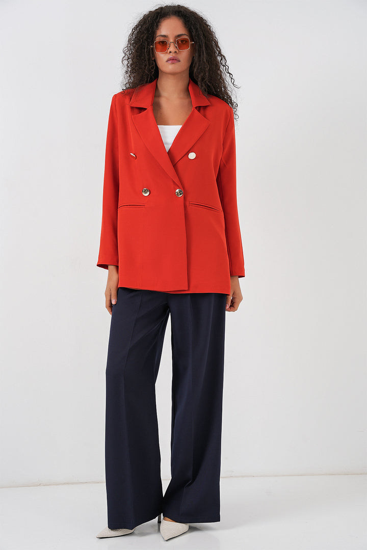 BGD Women Kadın Kruvaze Yaka Blazer Ceket 0722 - Kiremit - Richmond