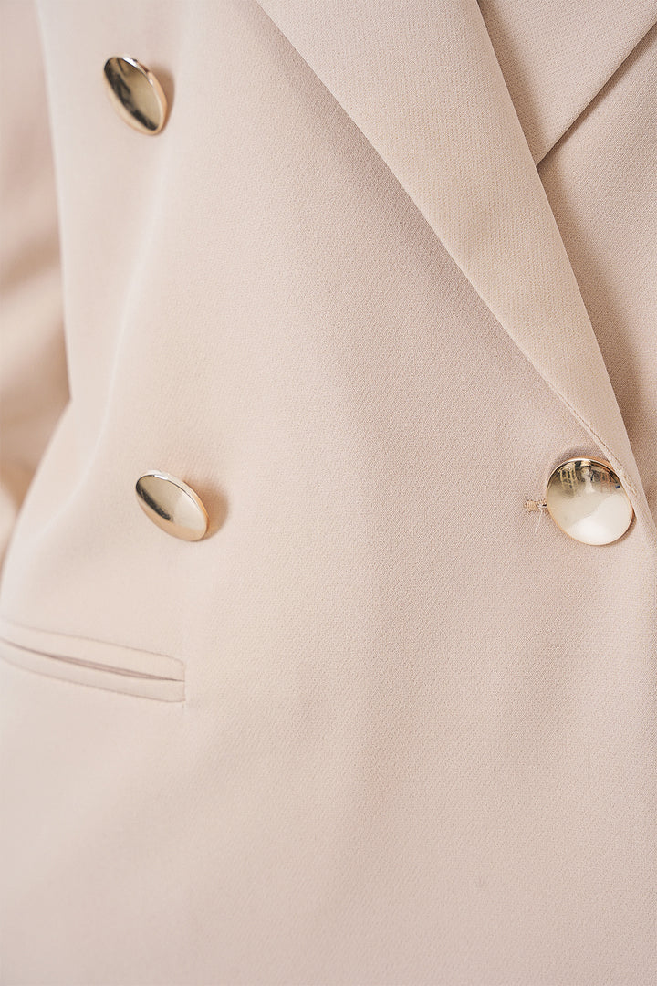 BGD Women Kadın Kruvaze Yaka Blazer Ceket 0722 - Krem - Meadow Woods